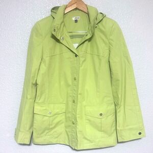 Giacca Gallery Lime Green Hooded Spring Rain Jacket Windbreaker Women's Sm